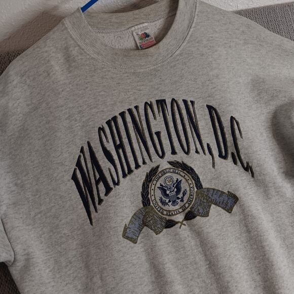 Vtg Fruit/Loom Sweat Shirt XL Gray Washington DC Crew USA - Picture 4 of 14